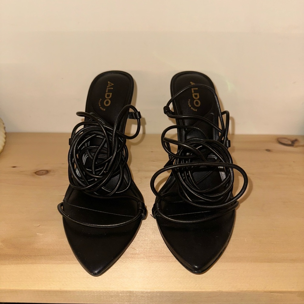 Black Aldo Lace-up Heels 7.5